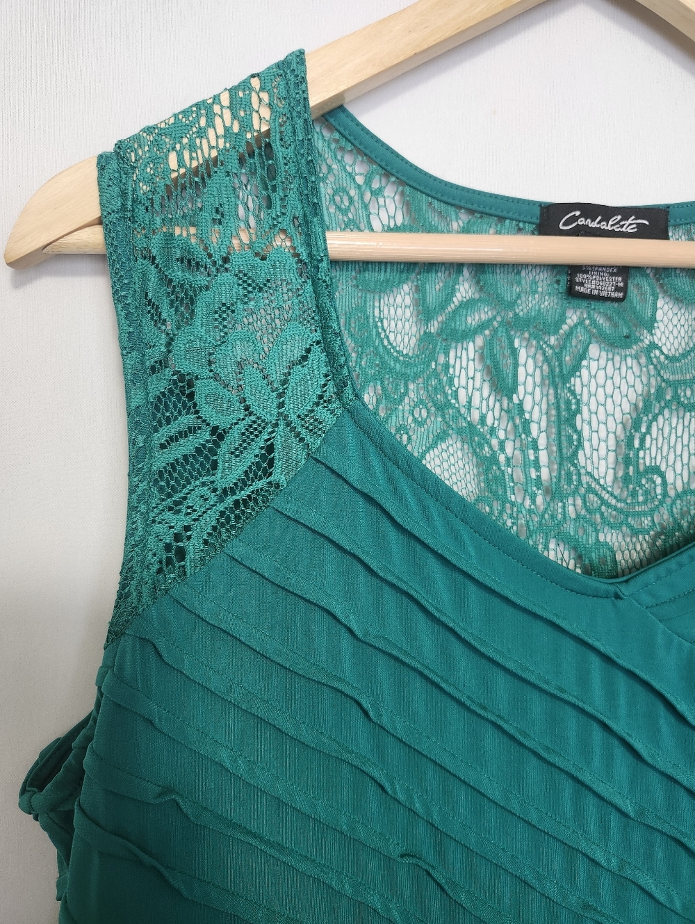 Candalite Emerald Green Lace Maxi Dress Size XL - Picture 3 of 8